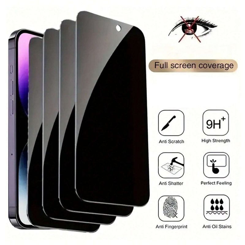 Compatible With 16 Pro Max 15 Plus14131211Xsmax87 Full Anti-Peeping Tempered Glass Screen Protector_voghion.com