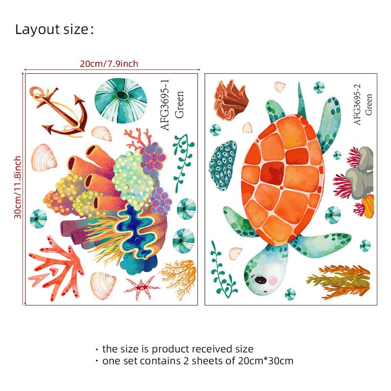 Night light turtle coral green luminous AFG3695 self-adhesive bathroom bathtub wall sticker_voghion.com