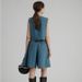 Audday First Look Vintage Summer Frayed Short Sleeveless A-line Low Waist Elegant Denim Skirt Set_voghion.com