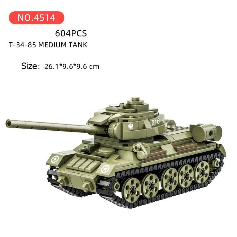 WW2 Military Classic Model T-34/85 Medium Tank Collection Ornament Building Blocks Bricks Christmas Toys_voghion.com