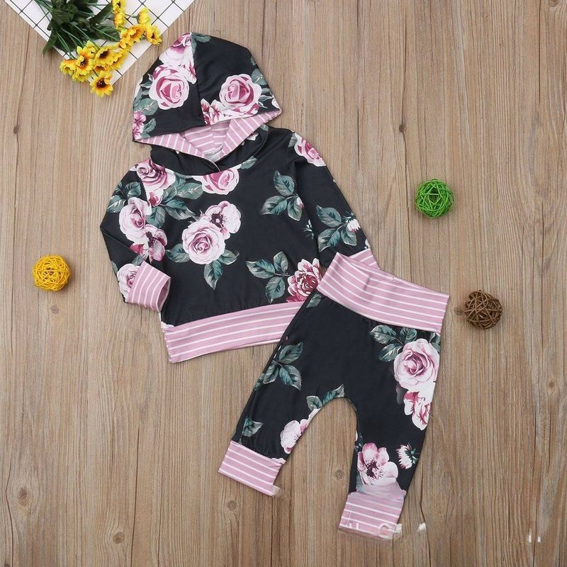 Kids’ Clothing Hot Item Ins Girls Children's Spring And Autumn Floral Tops + Floral Pants_voghion.com