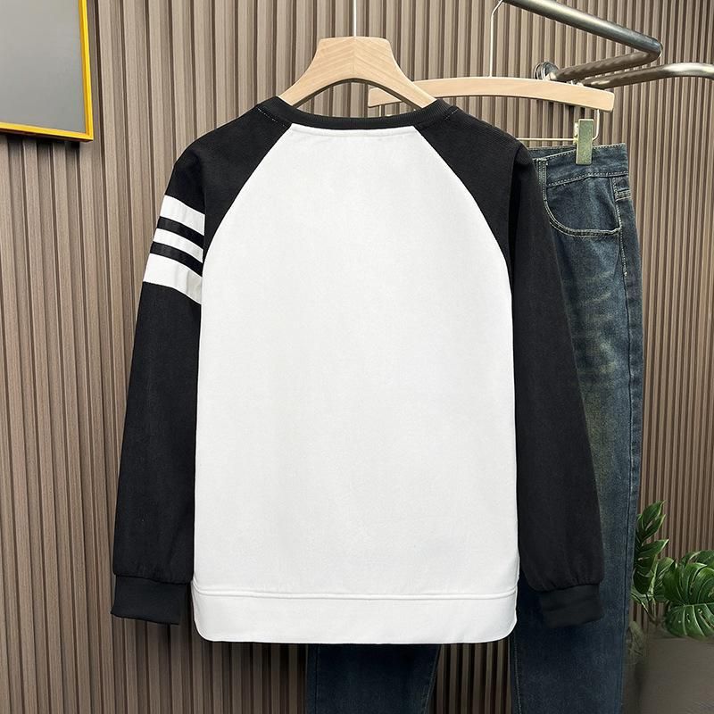 Men's Clothing Round Neck Pullover Long Sleeved Waffle-Knit Crewneck Sweatshirt Long Sleeve T-Shirt Casual Pullover With Pocket Streetwear Essential_voghion.com