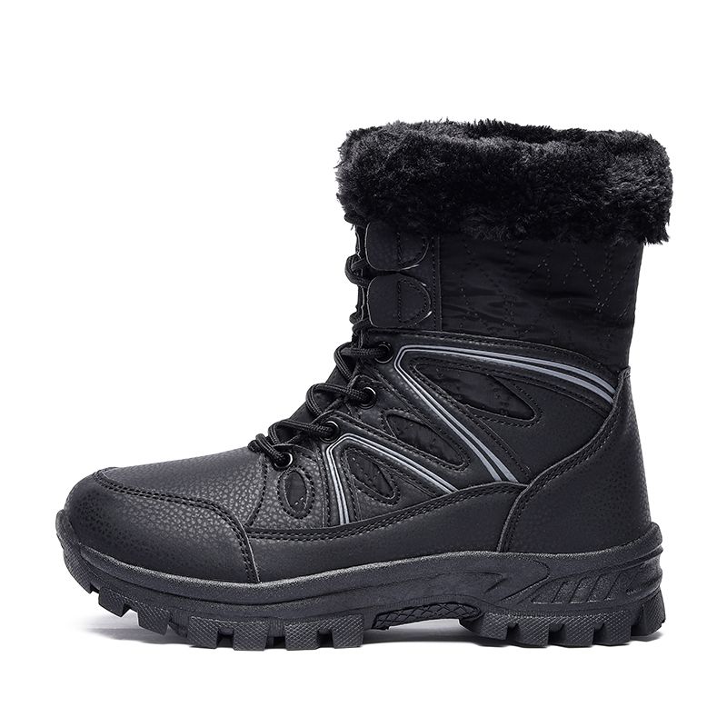 Botas de neve de inverno femininas, cano alto, quentes e macias, de pelúcia, antiderrapantes, resistentes ao desgaste, sapatos casuais femininos_voghion.com