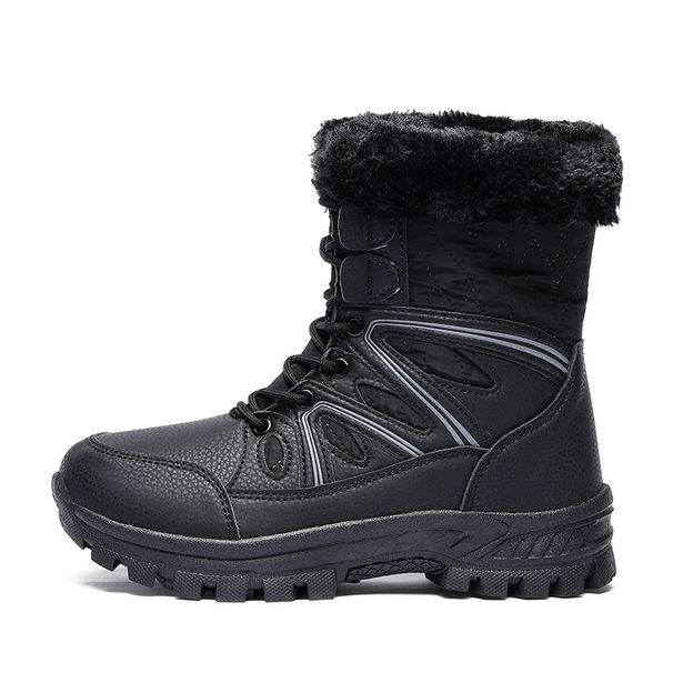 Botas de neve de inverno femininas, cano alto, quentes e macias, de pelúcia, antiderrapantes, resistentes ao desgaste, sapatos casuais femininos_voghion.com