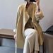 Khaki Stand Collar Trench For Women, British Style Spring And Autumn Casual Cocoon Shaped Coat, Small Height Waist_voghion.com