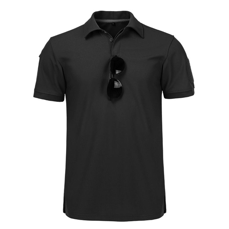 Roupas masculinas para atividades ao ar livre, manga curta, lapela, secagem rápida, camiseta esportiva solta_voghion.com