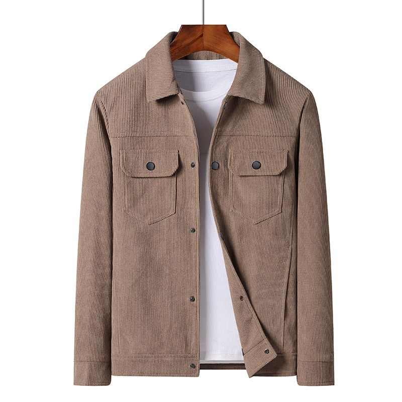 Herren Cord Button-Down-Hemden Langarm Casual Shacket Jacke Western Cord Hemd Jacke mit Klappentaschen_voghion.com