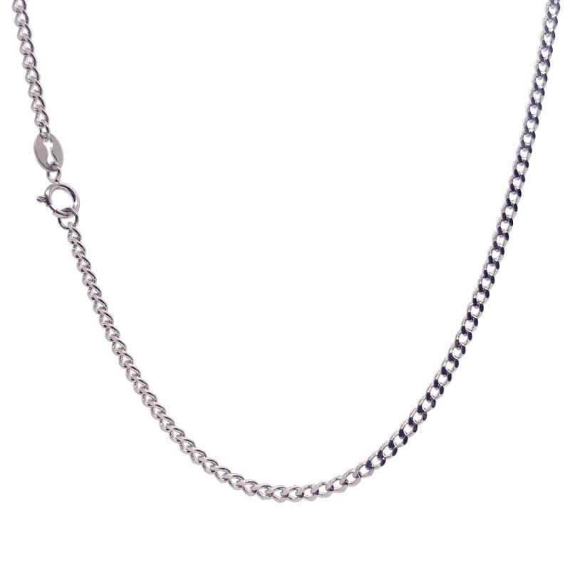 Catena unisex per clavicola cubana semplice e di lusso in argento puro_voghion.com