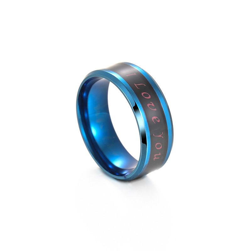 Anello di coppia in acciaio al titanio con scritta "Ti amo", nuovo anello termico da uomo e da donna, gioielli popolari_voghion.com