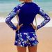 Costume da bagno da donna con boxer diviso con protezione solare stampato a maniche lunghe_voghion.com