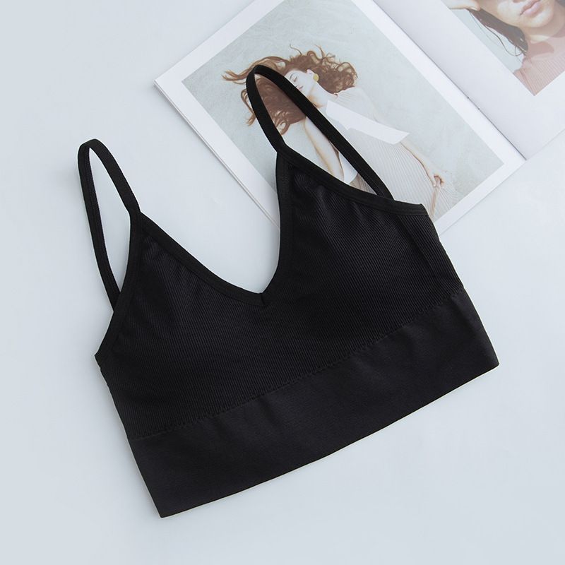 Women's Intimates Seamless Threaded Big U Beautiful Back Wrap Tube Top Girl Sports No Wire Bra Breathable Backless Bottom_voghion.com