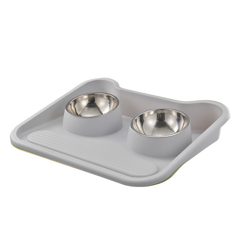 New dish style cat bowl dog basin anti knock neck protection stainless steel feeder pet supplies_voghion.com