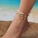 New Bohemian Style Seed Bead 3 Pieces Stackable Summer Beach Starfish Shell Anklets_voghion.com