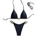 Women's Clothing Sexy Two Piece Swimsuit Solid Color Bikini Set_voghion.com