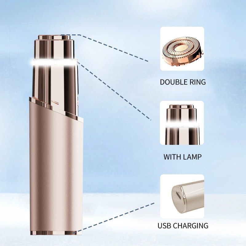 Set rasoio elettrico per donne - Macchina per la rifinitura delle sopracciglia, per la rimozione dei peli con rossetto e ricarica di tipo C_voghion.com