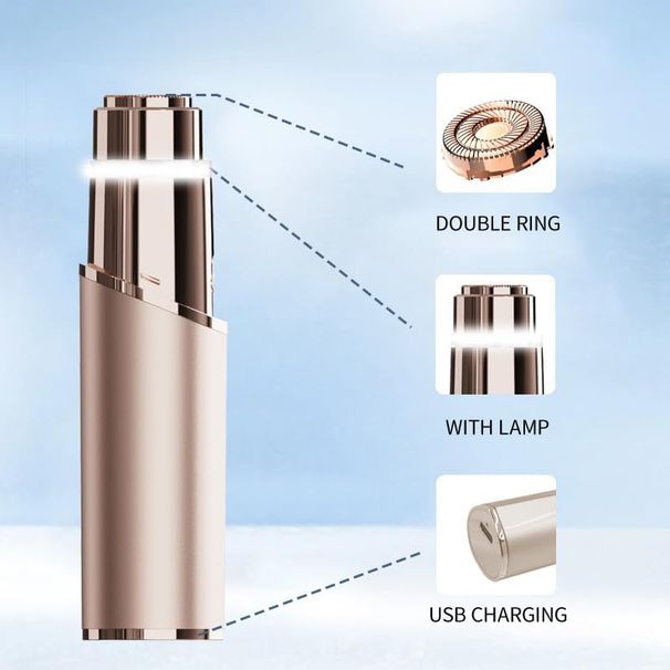 Set rasoio elettrico per donne - Macchina per la rifinitura delle sopracciglia, per la rimozione dei peli con rossetto e ricarica di tipo C_voghion.com