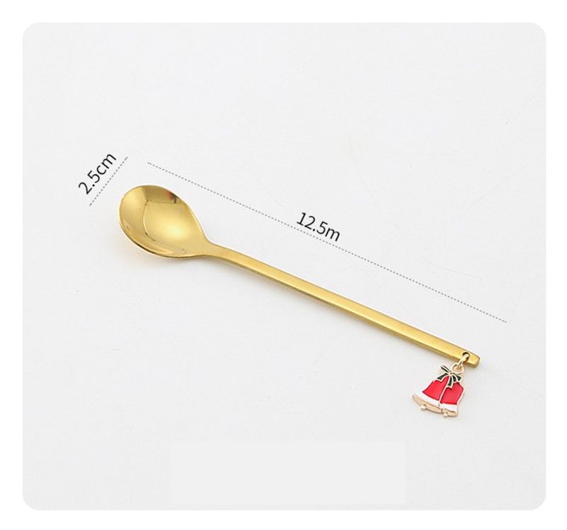 Creative tableware Christmas pendant spoon 304 stainless steel golden honey stirring spoon ins style cute gift spoon_voghion.com