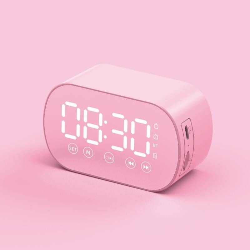 Smart AI Bluetooth Speaker Mirror Clock Alarm Clock Mini Plug-in Radio Sound Creative Gift_voghion.com