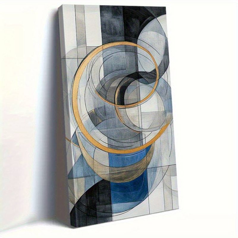 1pc Bohemian Minimalist Modern Geometric Abstract Wall Art Canvas Prints Painting-with Golden Accents, Gallery For Living Room, Bedroom, Kitchen_voghion.com
