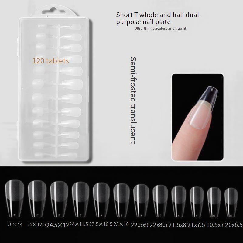 Sets & Kits Nail Stickers Ultra Thin Seamless Finished Product Removable Wearable Transparent Frosted Full Stick Extended False Nail Mold_voghion.com