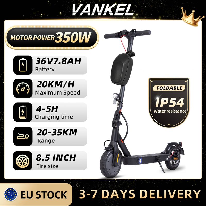 Vankel Adults Electric Scooter 8.5 Inch 36V 7.5Ah 350W Escooter 30km Range, Dual Brake, LED Display Foldable Scooter ABE 20km/h_voghion.com