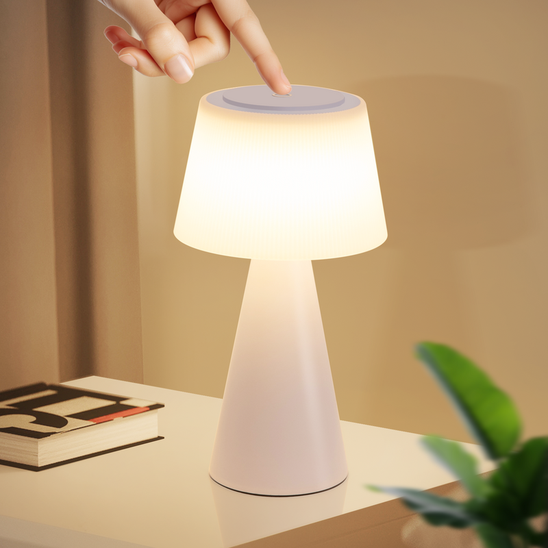Tischlampe Akku Nachttischlampe LED - Modern 3600mhA Kabellos Tischleuchte Touch Dimmbar Lampe Mit USB Aufladbar Weiß Batterie Tischlampen_voghion.com