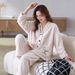 Ladies' autumn and flannel cardigans, pajamas with thickened for warmth, girls' cartoon coral fleece winter home clothes_voghion.com