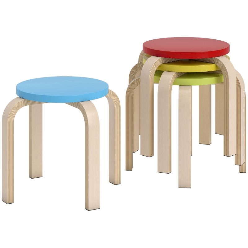 Set 4 pezzi Stapelhocker con Filzfußpolstern, Bunt_voghion.com