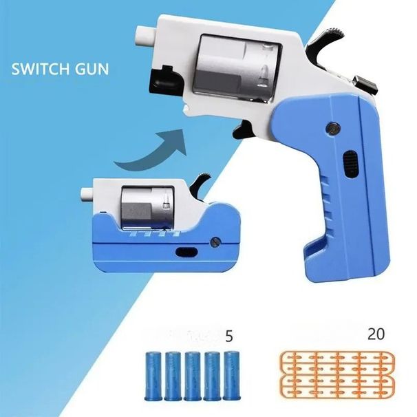 Revolver Gun Pistol Phantom Deformation Folding Soft Bullet Gun Metal Blaster Model For Adults Collection Boys Birthday Gift_voghion.com
