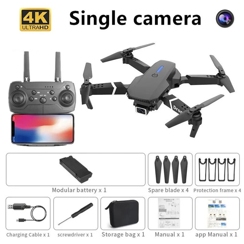 E88 4K professionale grandangolare HD 1080P telecamera WiFi FPV altezza tenere pieghevole RC drone quadrotor elicottero per bambini_voghion.com