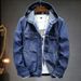 Men's Denim Jacket With Hood, Loose Fit, Slim Style, Korean Fashion, Casual Large Pocket Outerwear, Trendy Social Clothing Coat_voghion.com