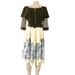Women's Clothing Printing And Solid Color One Shoulder Lotus Leaf Sleeves Waist Cinching A Line Skirt With Same Color Belt_voghion.com