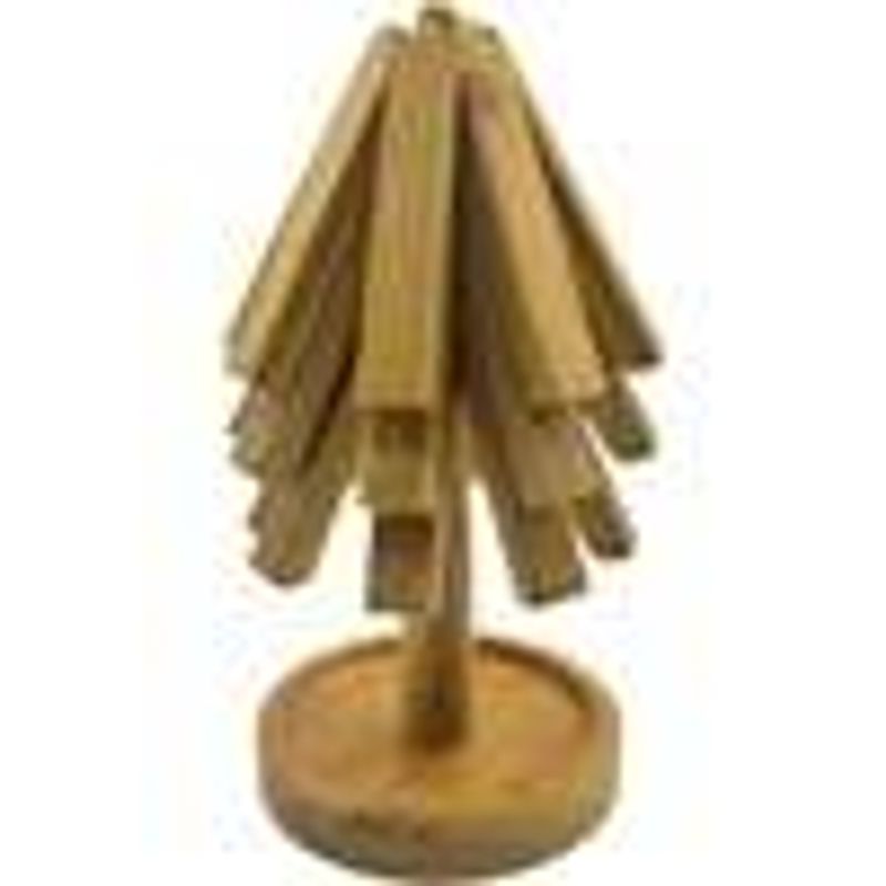 Home foldable heat insulating mat 1pc dining table Christmas tree ornament anti-scald mat bamboo wood a tree heat insulating mat_voghion.com