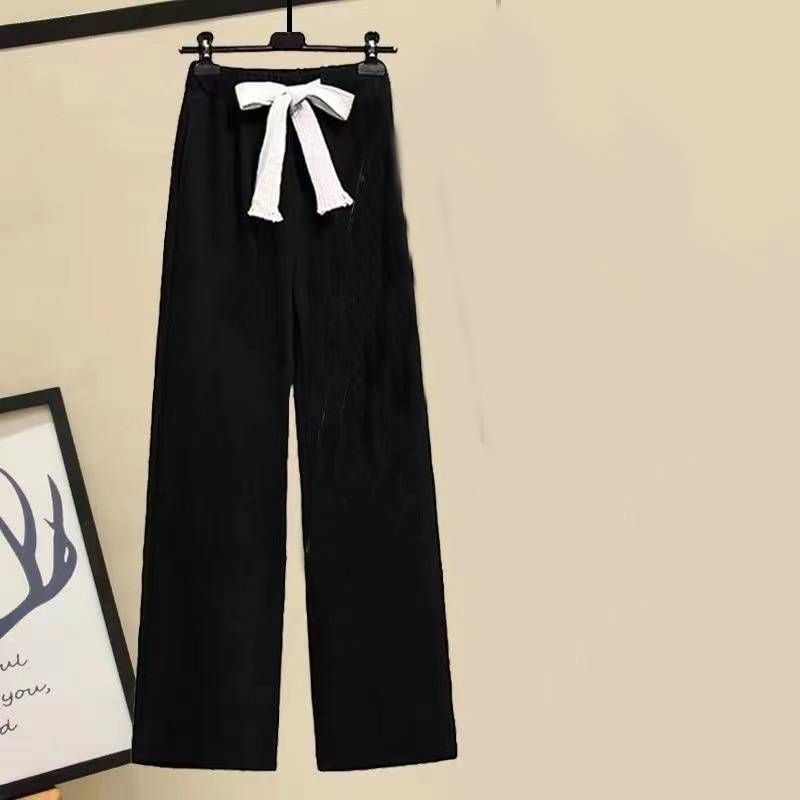 Ensemble deux pièces pour femme, nouveau style, pull, taille haute, pantalon large_voghion.com