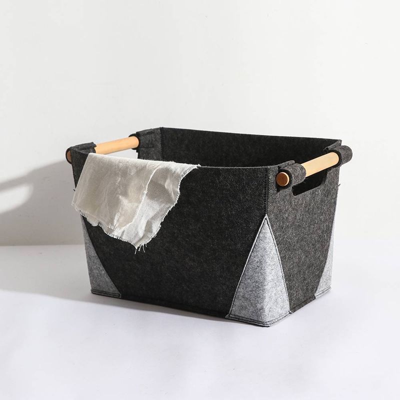 Schicker Aufbewahrungskorb aus Filz mit Holzgriffen – Robuster und stilvoller Organizer für Zuhause – Ideal zum mühelosen Aufräumen_voghion.com