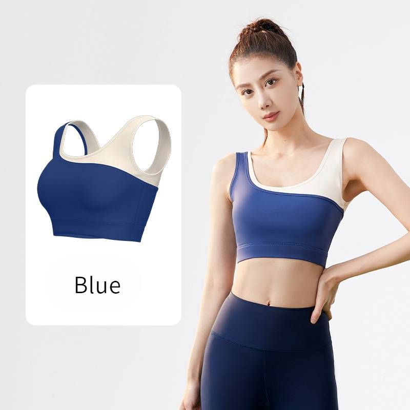 Reggiseno yoga senza cuciture da donna - Top sportivo ad alto impatto con schiena a U e design bicolore per Pilates_voghion.com