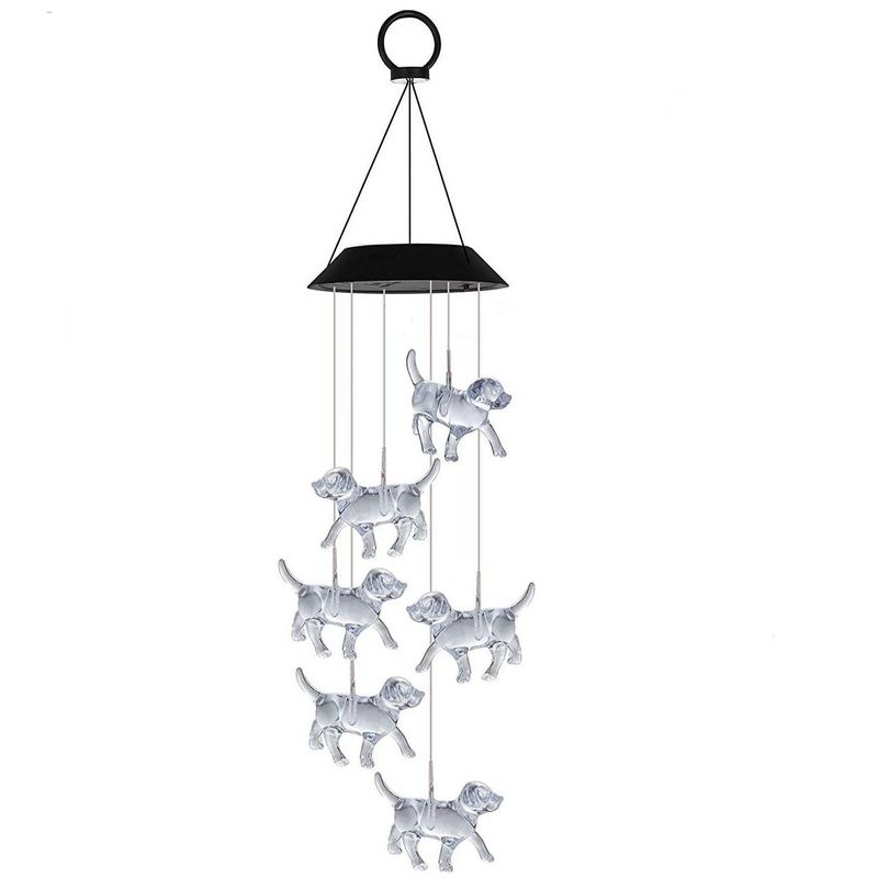 Solar LED Color-Changing Wind Chime Light – Rotating Dog Shape Garden Decor With 7 Colors, Waterproof Outdoor Hanging Lantern For Patio, Yard_voghion.com