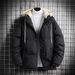 Herrenbekleidung Herren-Winterjacke aus Baumwolle mit Kapuze – warmer, bequemer und stylischer Freizeitmantel für kaltes Wetter (Weiß, Schwarz, Rauchblau, Armeegrün)_voghion.com