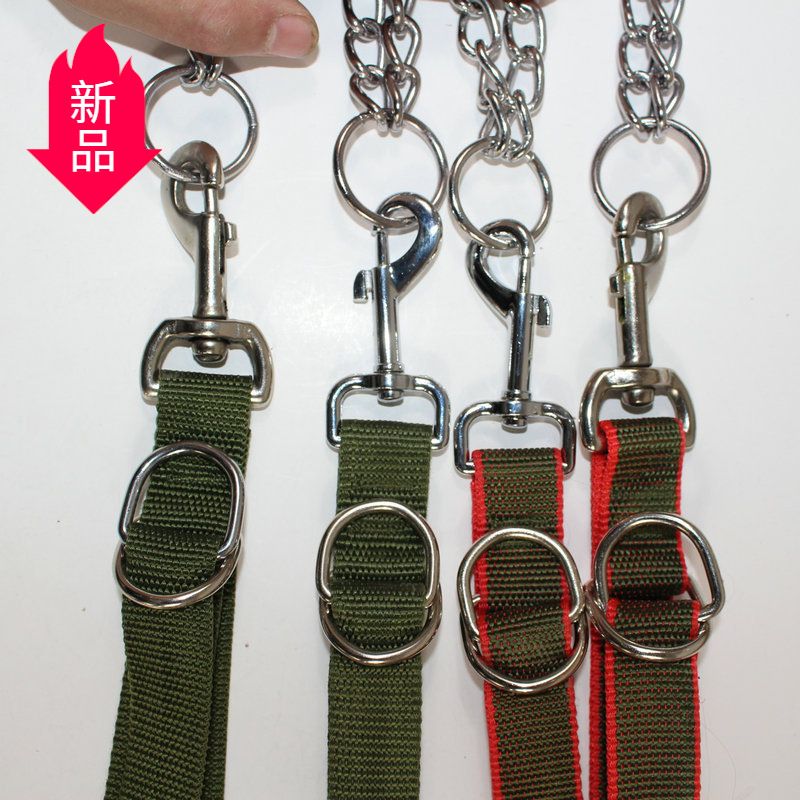 Military Green Three-Ring Custom Training Dog Collar Walking Leash_voghion.com