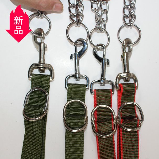 Military Green Three-Ring Custom Training Dog Collar Walking Leash_voghion.com