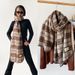 Autumn cashmere plaid for women's winter high-end feeling scarf with triangular edge wrapping and head_voghion.com