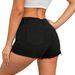 Short en jean taille mi-haute décontracté pour femme, extensible, déchiré, ourlet brut_voghion.com