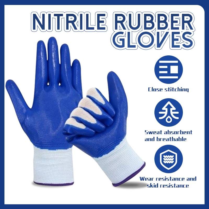 Professional Nitrile Coated Work Gloves - Oil/Corrosion Resistant, 13-Needle Breathable Lining & Anti-Slip Grip (Triple-Stretch Wrist Design)_voghion.com