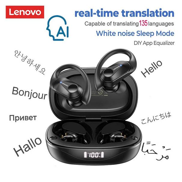 Lenovo LP75 AI TWS Bluetooth V5.3 Earphones IPX5 Water Resistance Rating Digital Display Noise-Canceling Earbuds AI Real-Time Translation Headset_voghion.com