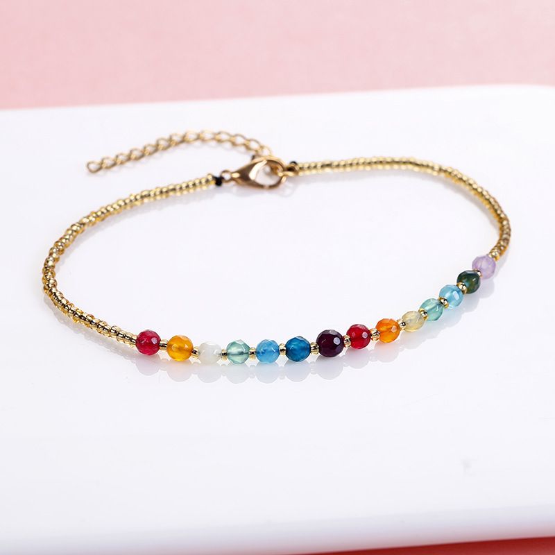 Schmuckzubehör für Frauen, neues Fußkettchen aus Stein im antiken Stil mit kleinen Perlen, einfaches Set in koreanischer Version_voghion.com