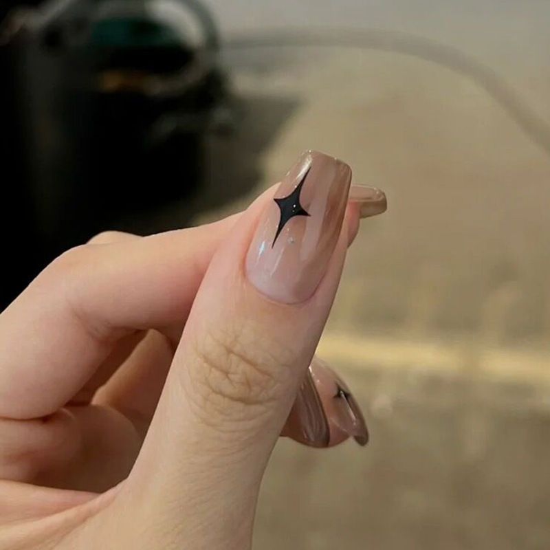 Gradient Latte Star Tragbare coole Kunstwerke Neue Nagelsticker Fertige Nägel_voghion.com