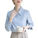 Camicia blu professionale Real Shot, abito formale autunnale, camicia da lavoro da donna, camicia di alta qualità_voghion.com