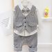 Babykleidung Jungen Langarmhose Weste Dreiteiliges Kleid für Kinder Tausend Vogel Gitter Leistung Gentleman_voghion.com
