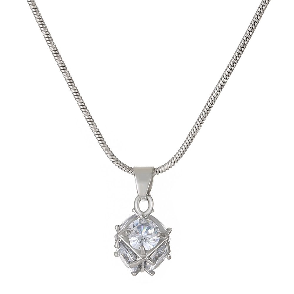 Collier ins cube zircon mode femme design de niche de luxe léger pendentif carré tridimensionnel chaîne de clavicule mode_voghion.com