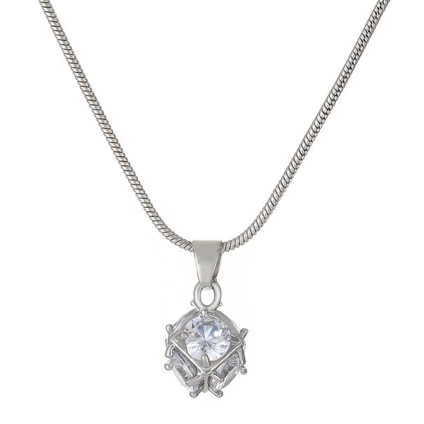 Collier ins cube zircon mode femme design de niche de luxe léger pendentif carré tridimensionnel chaîne de clavicule mode_voghion.com